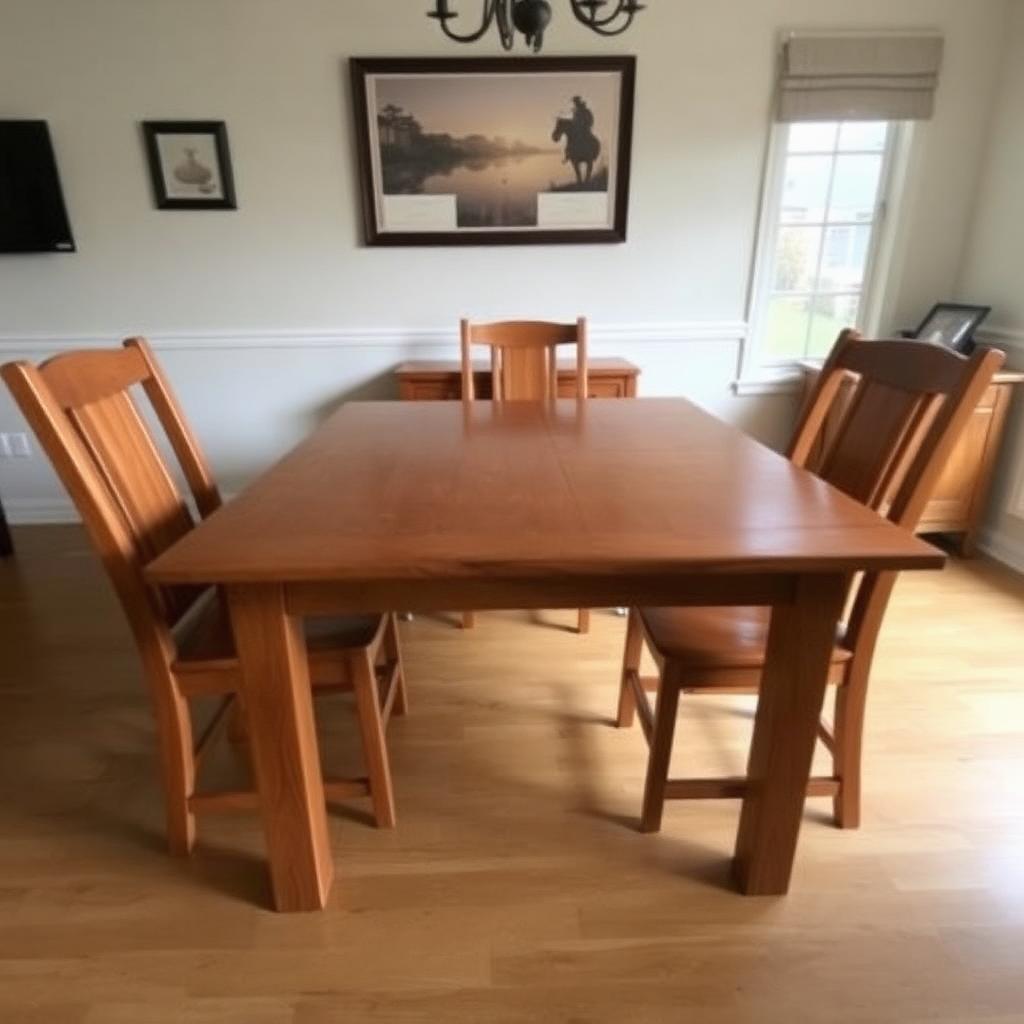 Solid Oak Dining Table + 4 Chairs